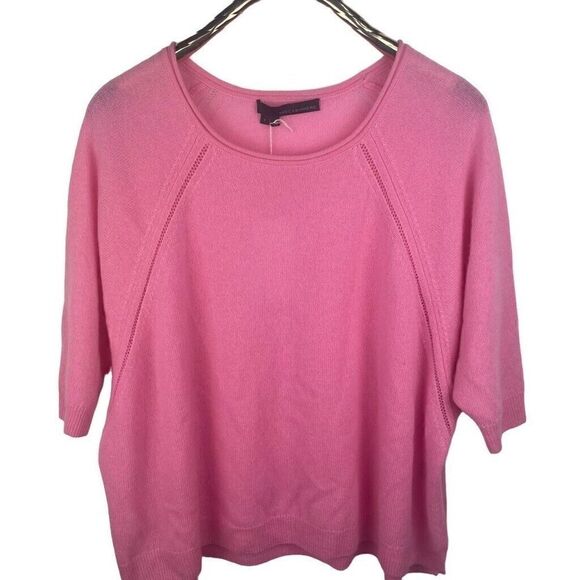 NWT 360 Cashmere Barbie Pink Oversized 100% Cashmere Sweater Size S